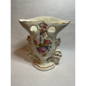 Vintage 1950’s St. Regis Cabbage Rose Vase With Gold Trim (#150)